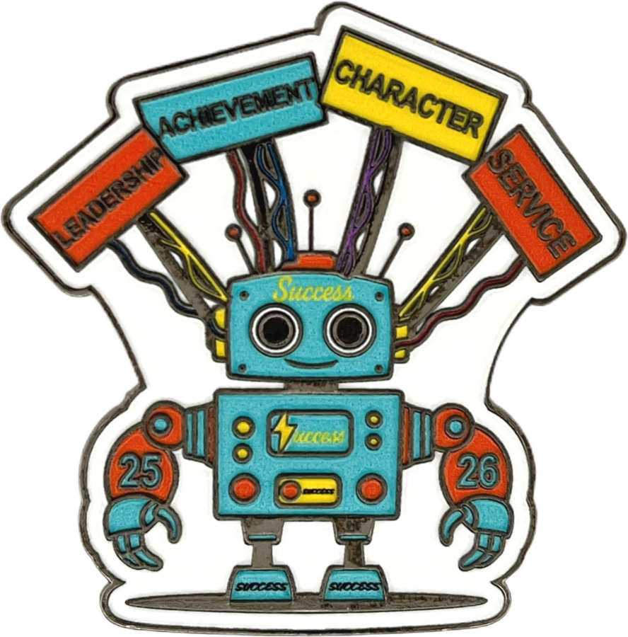 Custom National Beta Pin for Dewitt Dragons Beta Robot