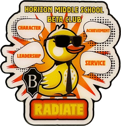 Beta Pin Examples - Horizon Middle School Beta Radiate Photoscreen Offset Printed Pin